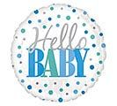 18" Hello Baby Blue Dots Balloon