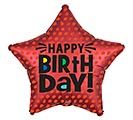 18" Satin Star Red HBD Balloon