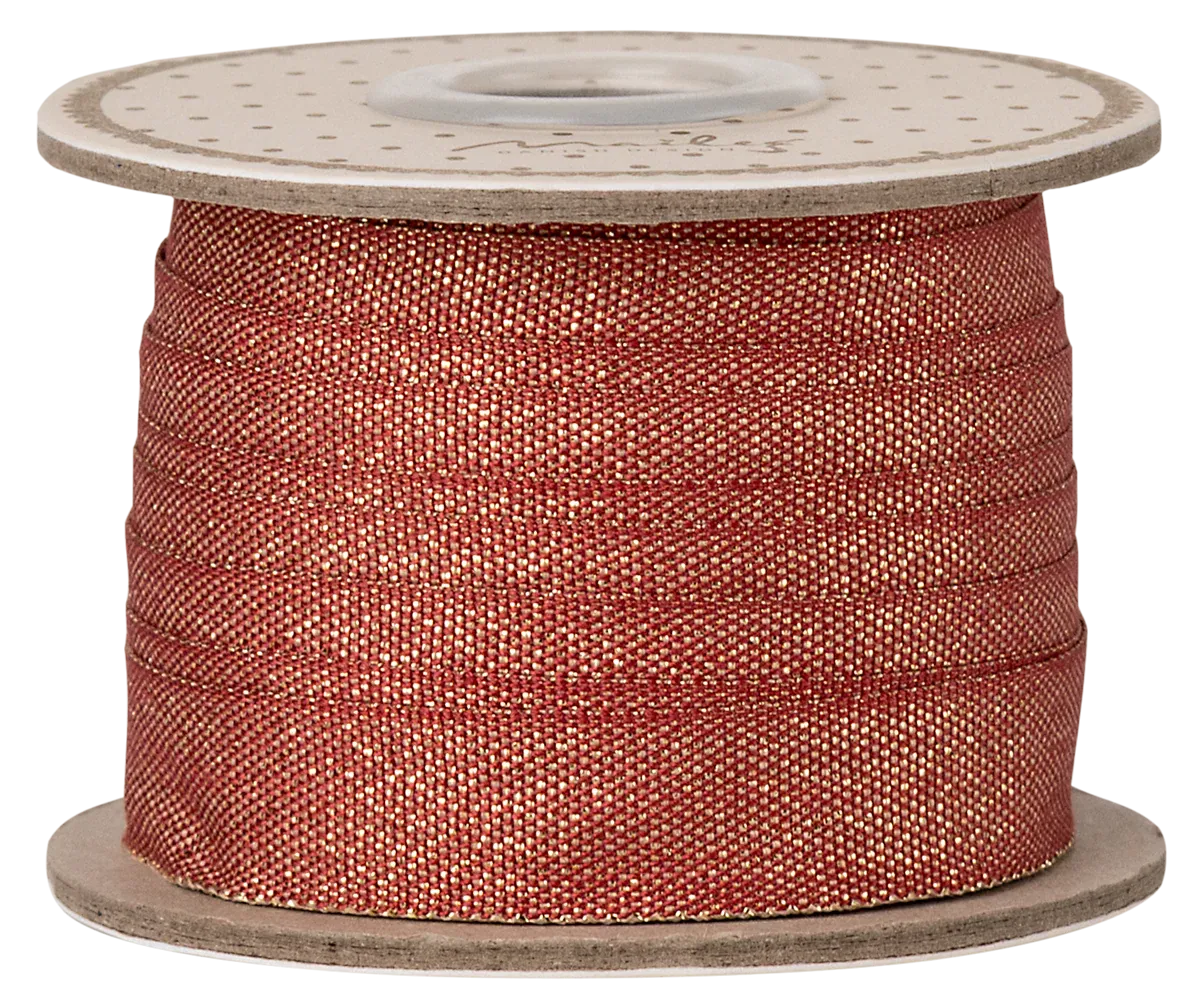 Maileg Ribbon, W: 13 mm x L: 10 m - Red/gold