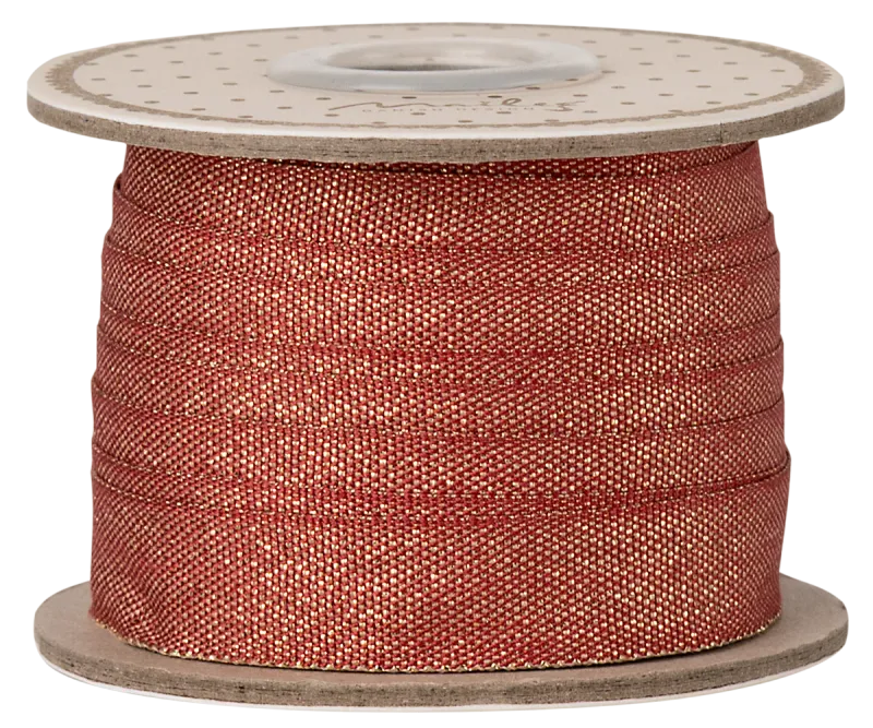 Maileg Ribbon, W: 13 mm x L: 10 m - Red/gold