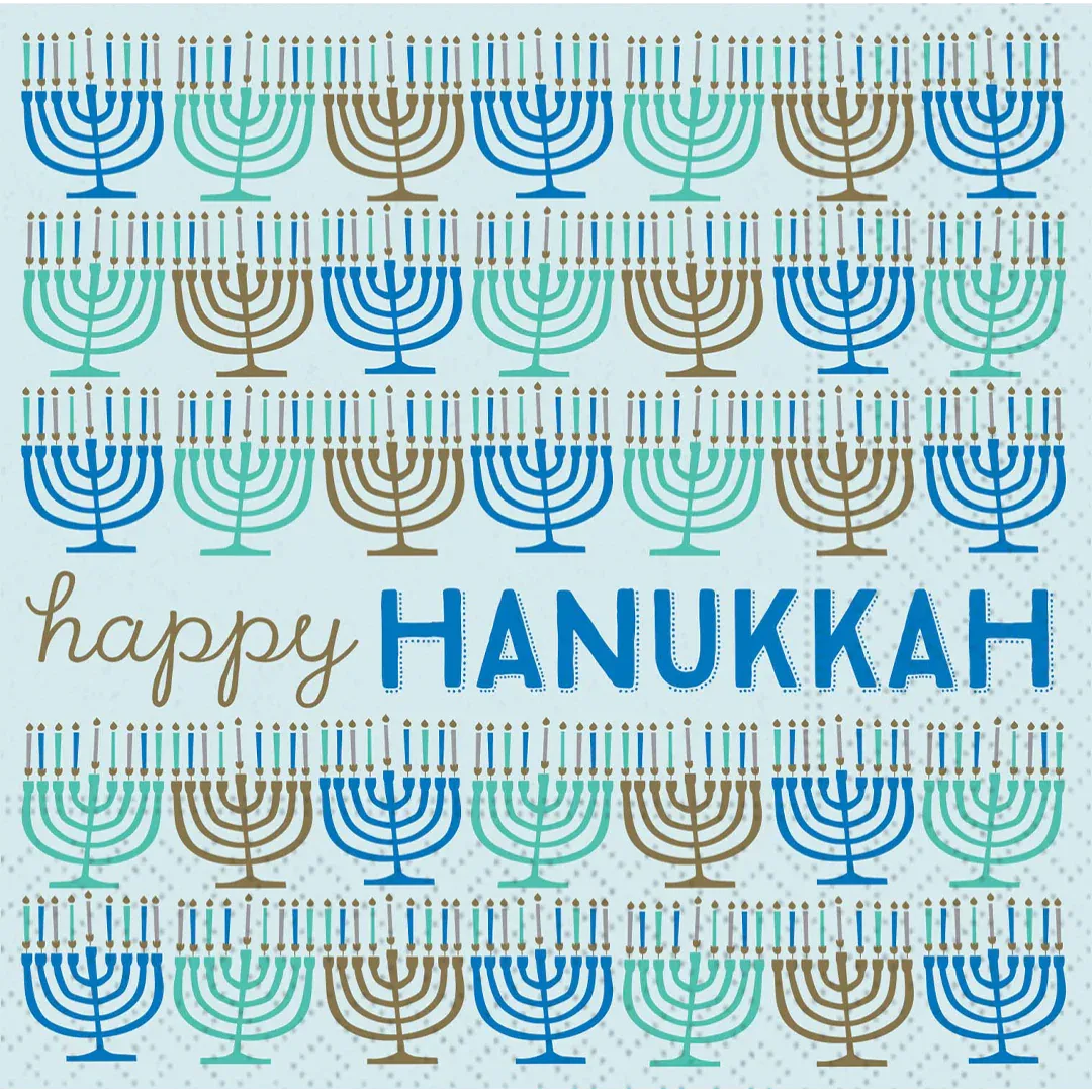 Happy Hanukkah Menorahs Cocktail Napkins