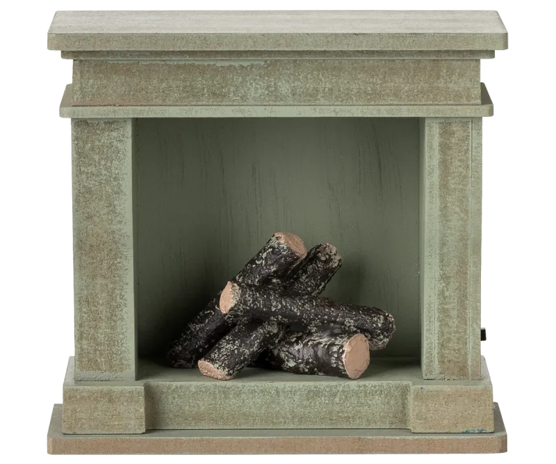 Maileg Fireplace, Miniature - Dusty green
