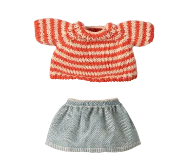 Maileg Knitted sweater and skirt, Big sister mouse