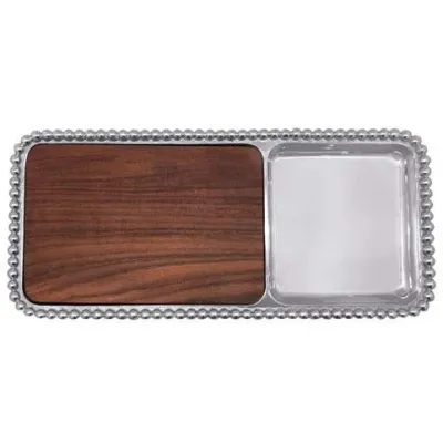 Mariposa Pearled Cheese/Cracker Server Dark Wood