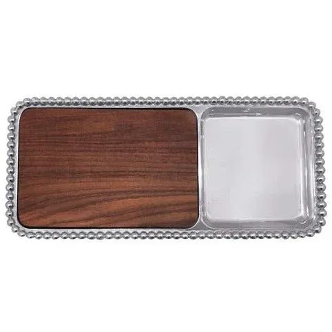 Mariposa Pearled Cheese/Cracker Server Dark Wood