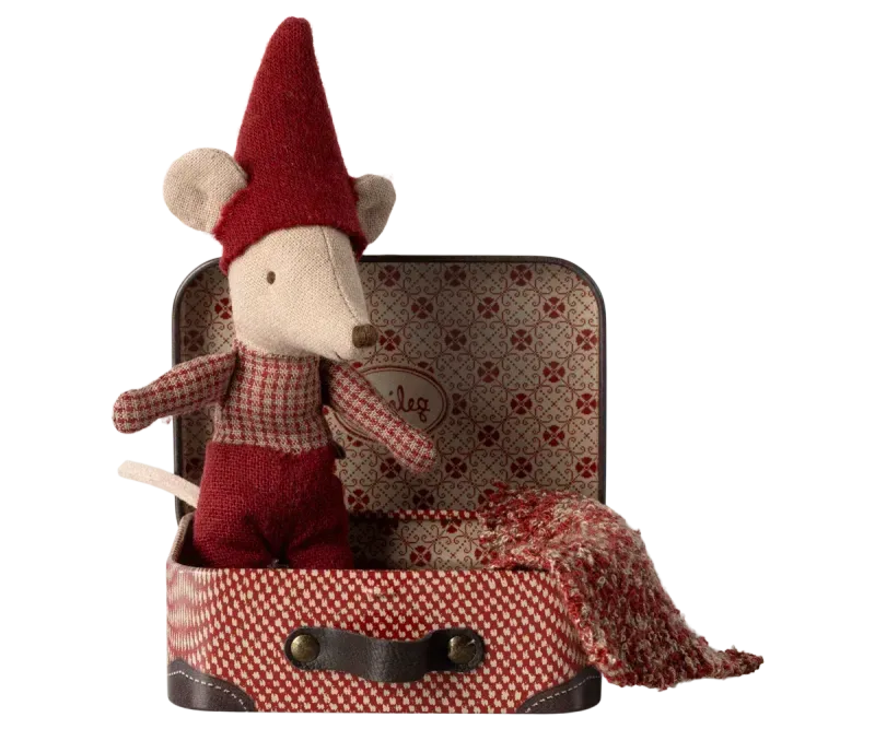 Maileg Christmas mouse, Baby in suitcase 