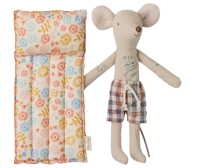 Maileg Beach mouse with air mattress, Dad - Flower