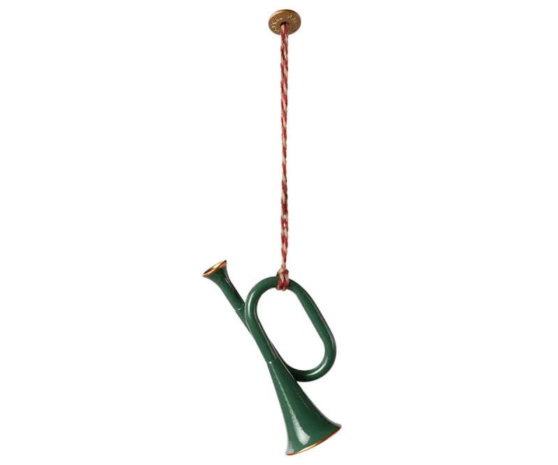 Maileg Metal ornament, Trumpet - Dark green