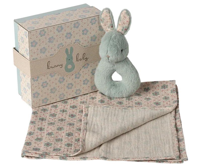 Maileg Rabbit rattle set - Mint