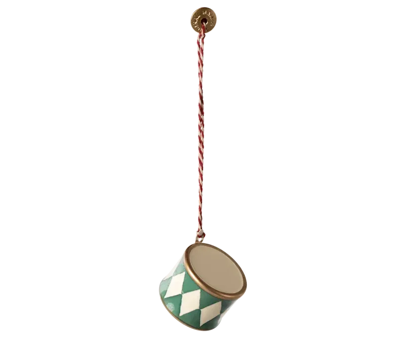 Maileg Metal ornament, Small drum - Green