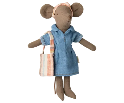 Maileg Denim dress and bag, Mum mouse