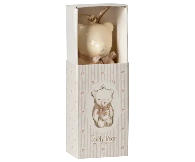 Maileg Metal ornament, Teddy bear - Off white/Rose