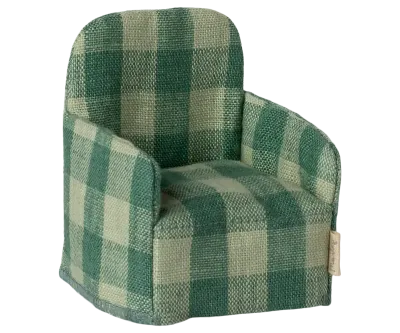 Maileg Folding chair, Mouse - Green check