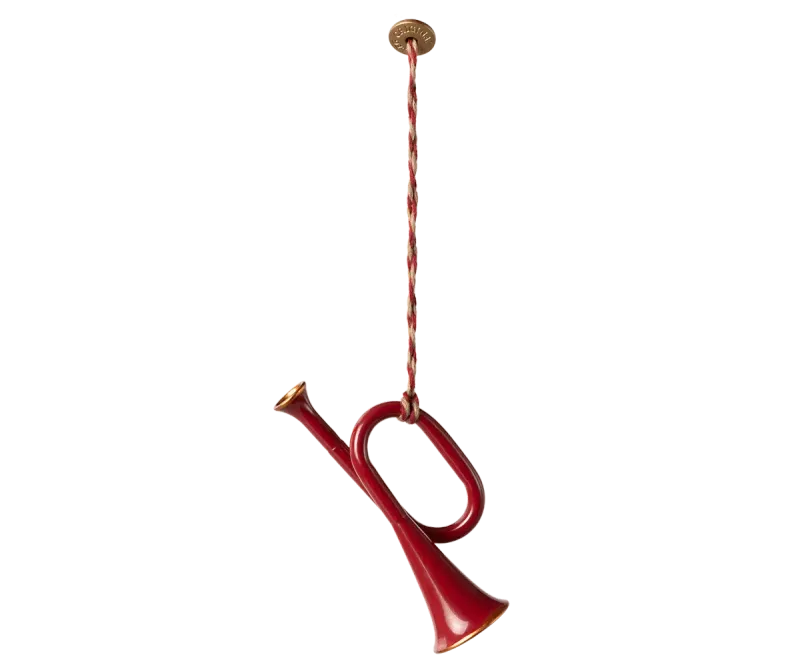 Maileg Metal ornament, Trumpet - Red