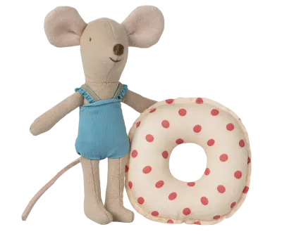 Maileg Beach mouse with float, Little sister - Red Dot
