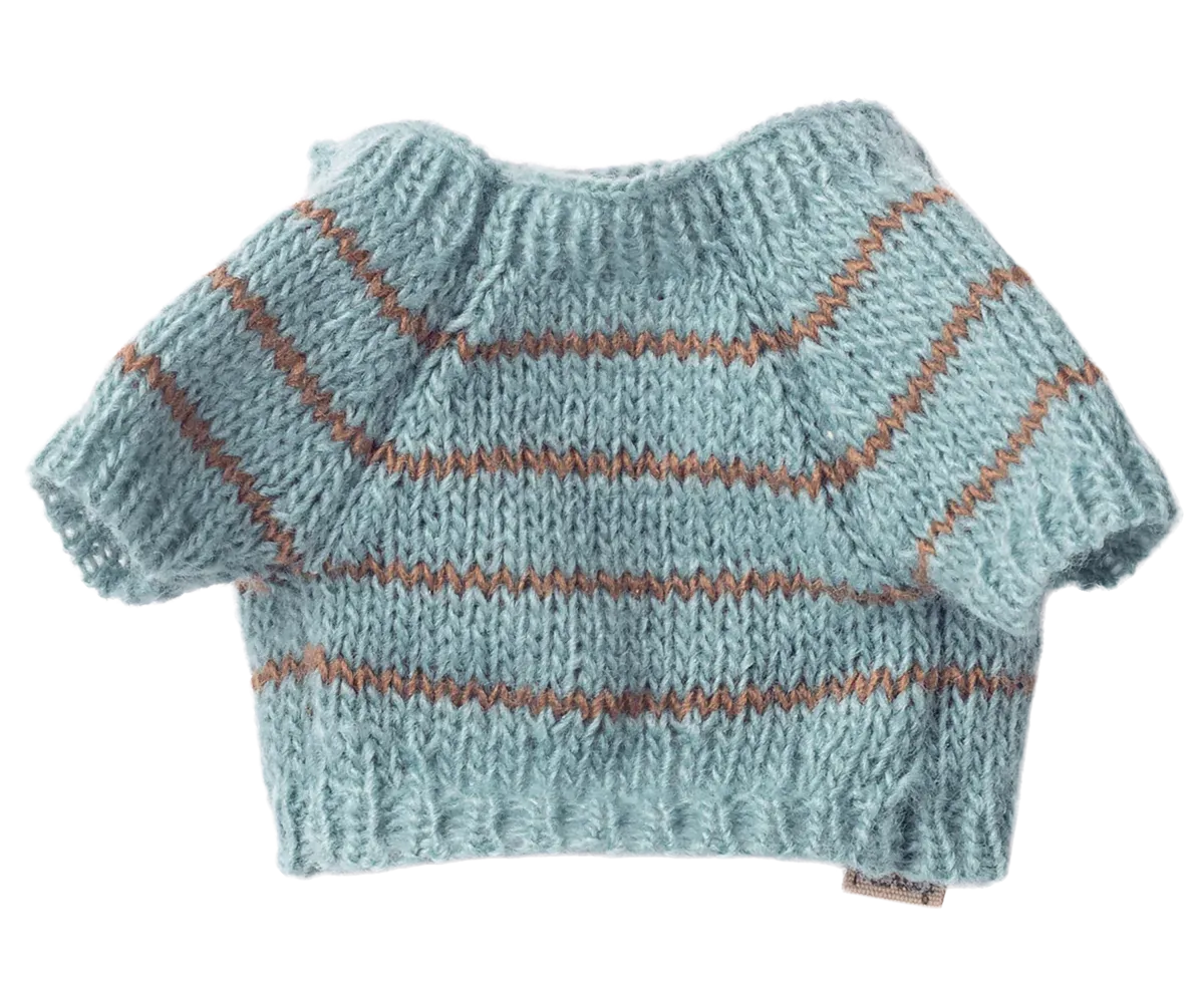Maileg Puppy supply, Small, Knitted sweater - Dusty blue