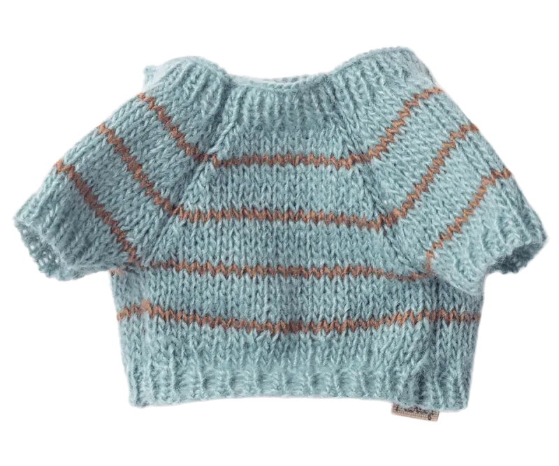 Maileg Puppy supply, Small, Knitted sweater - Dusty blue