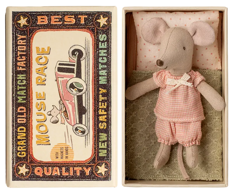 Maileg Princess Mouse, Lil Sis matchbox orange dress 17510100