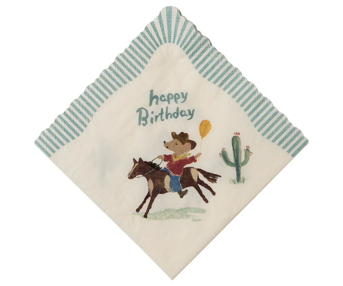 Maileg Napkin, Happy birthday - Cowboy