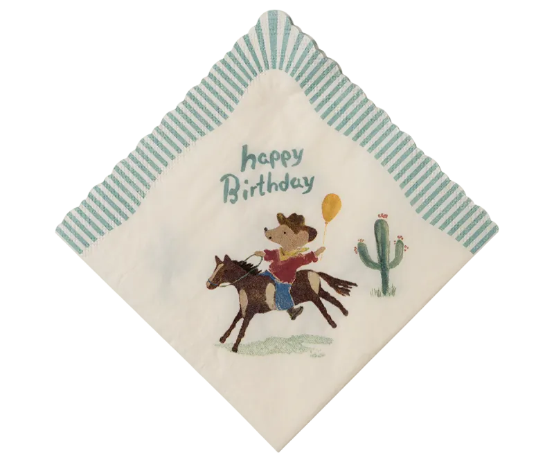 Maileg Napkin, Happy birthday - Cowboy