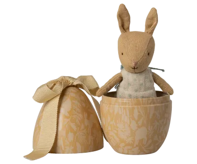 Maileg Easter egg with micro rabbit, Small Cream yellow