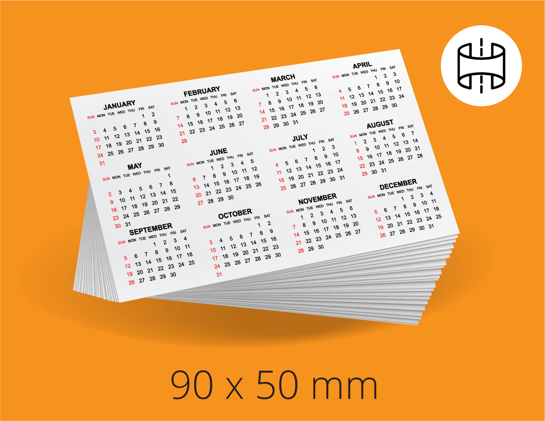 Žepni koledar - spletni nakup Žepni koledar - spletni nakup, Dimenzija (mm): 90x50, Naklada: 100, Material: Mat premazni 350g