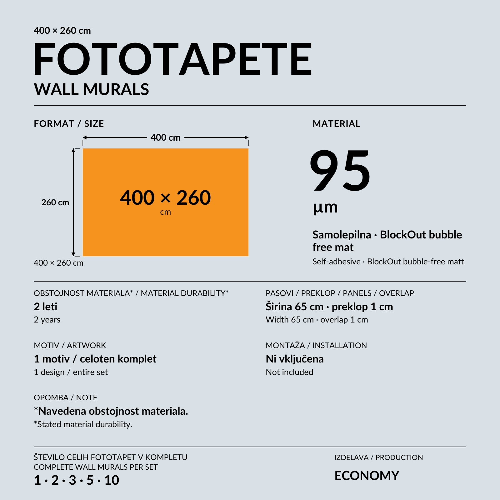 Fototapeta 400 × 260 cm z oranžno, črno in belo geometrijo na steni sivinsko opremljene sobe.