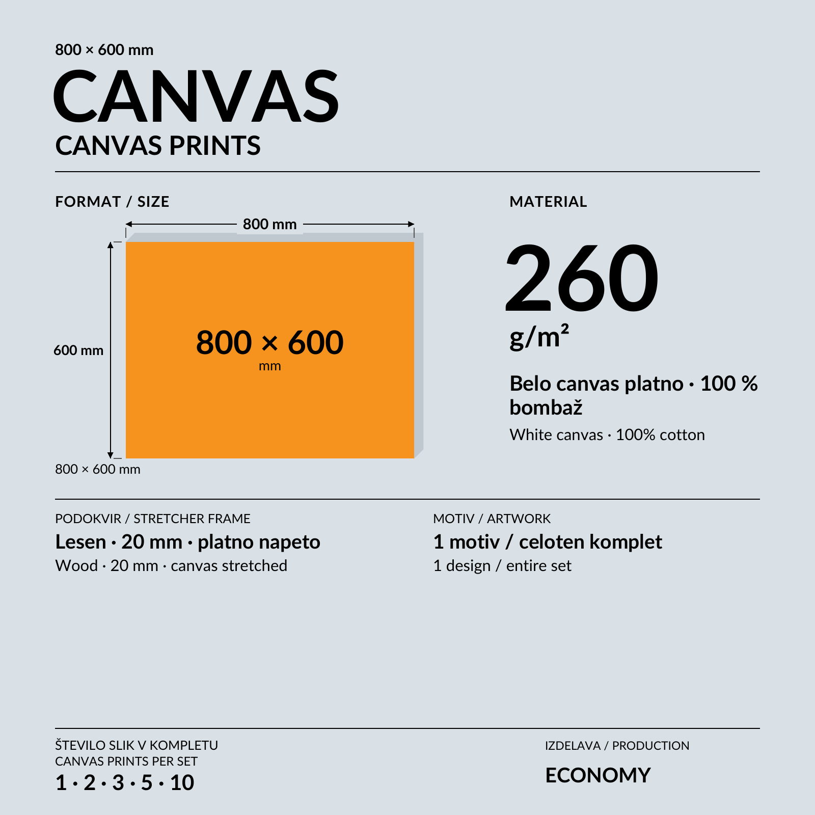 Ženska postavlja ležeče potiskano platno 80 × 60 cm na oranžno steno v dnevnem prostoru.