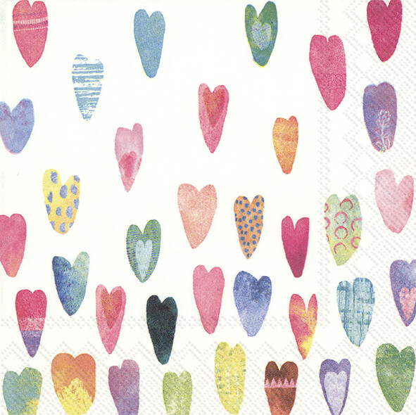 Cocktailserviette &quot;Rainbow Hearts&quot;