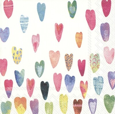 Cocktailserviette &quot;Rainbow Hearts&quot;