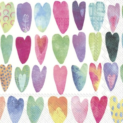 Lunch Serviette ,,Rainbow Hearts``