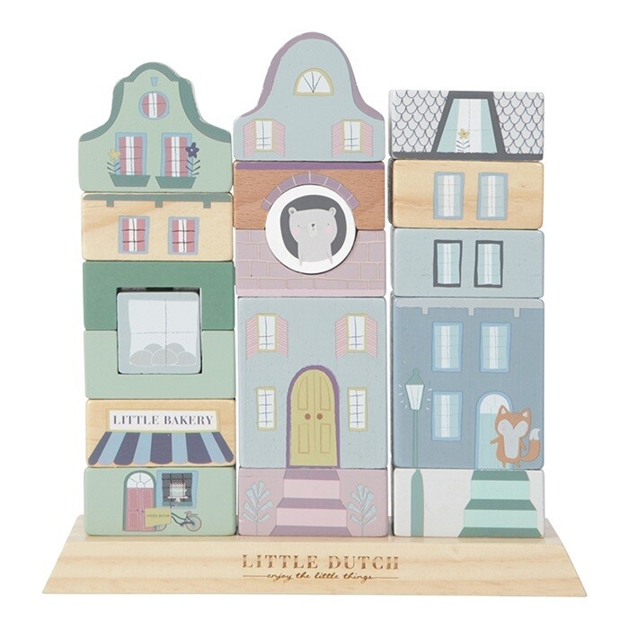 Little Dutch Holz Formen-Bauklötze blau