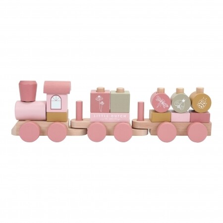 Little Dutch Holz-Eisenbahn mit Steckformen rosa
