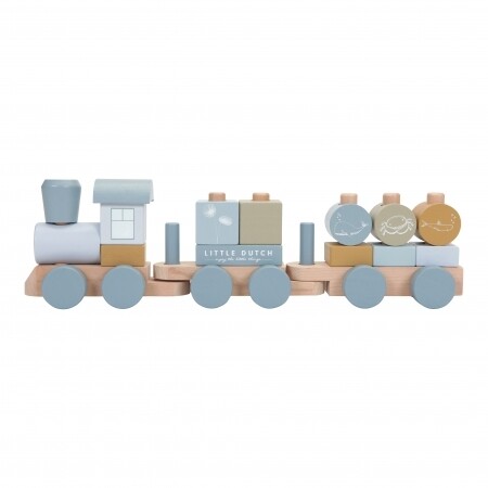 Little Dutch Holz-Eisenbahn mit Steckformen blau
