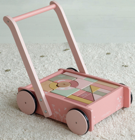 Little Dutch Lauflernwagen mit Bauklötzen pink