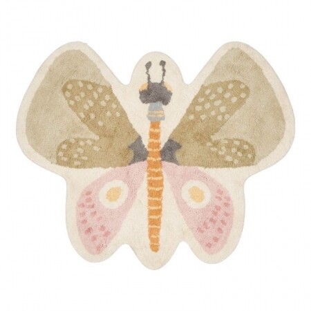 Little Dutch Teppich Schmetterling Mint/Pink 94 x 110 cm