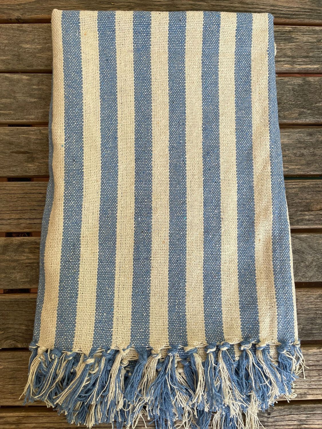 Plaid natur/hellblau
