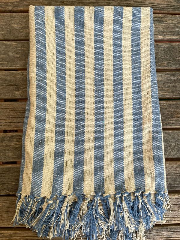 Plaid natur/hellblau
