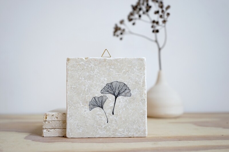 evimstore | Printed Natural Stone Tile - Ginkgo leaf evimstore | Printed Natural Stone Tile - Ginkgo leaf