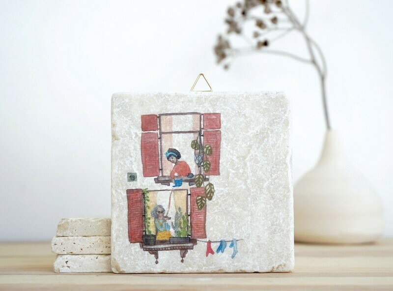 evimstore | Printed Natural Stone Tile - Women at the window evimstore | Printed Natural Stone Tile - Women at the window