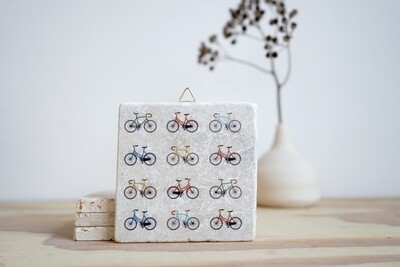 evimstore | Printed Natural Stone Tile - Colorful Bicycles evimstore | Printed Natural Stone Tile - Colorful Bicycles