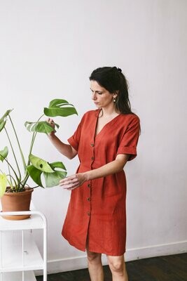 Olá Lindeza | Linen Alberobello Dress - Red/Maroon Olá Lindeza | Linen Alberobello Dress - Red/Maroon