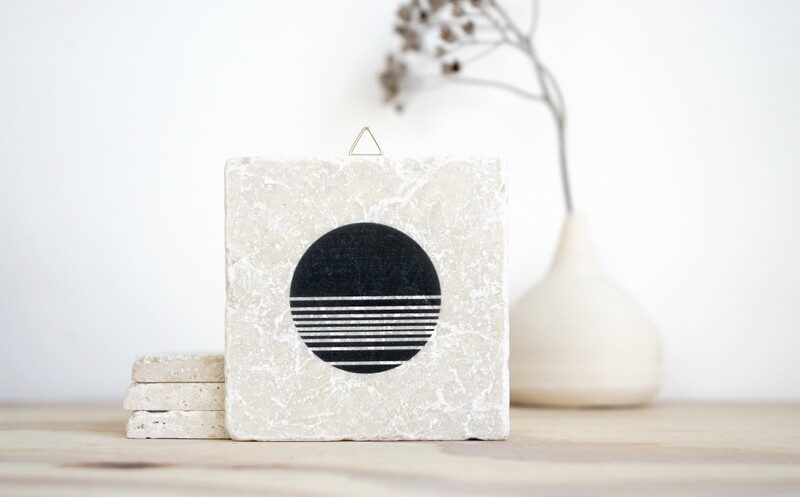 evimstore | Printed Natural Stone Tile - Geometry Circle with Pattern