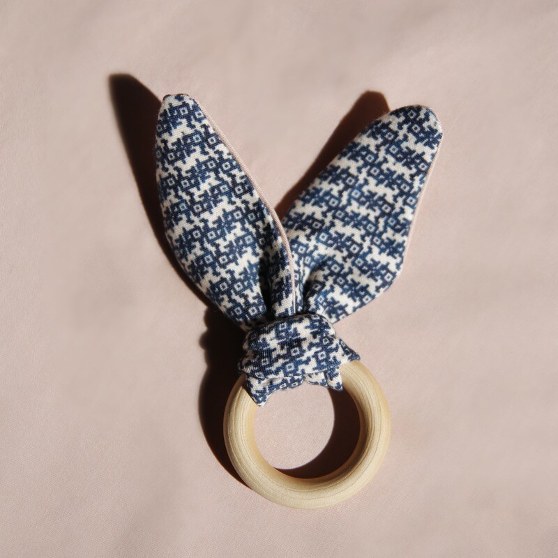 Nyra Design | Baby Teether - Organic Cotton & Natural Wood Nyra Design | Baby Teether - Organic Cotton & Natural Wood