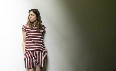 Olá Lindeza | Striped t-Shirt cotton linen - maroon/white (last one - a size S)