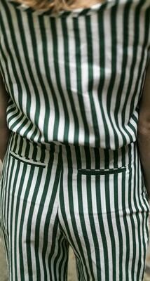 Olá Lindeza | Trousers green/white - cotton & linen