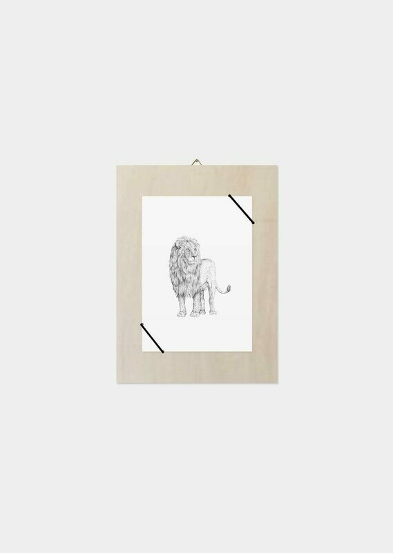 Inkylines | Lion - A6 Postcard with or without wooden frame Inkylines | Lion - A6 Postcard with or without wooden frame