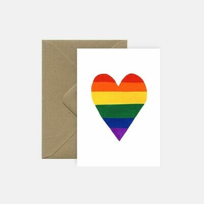 pink cloud studio | Rainbow heart - mini card or folding card with envelop