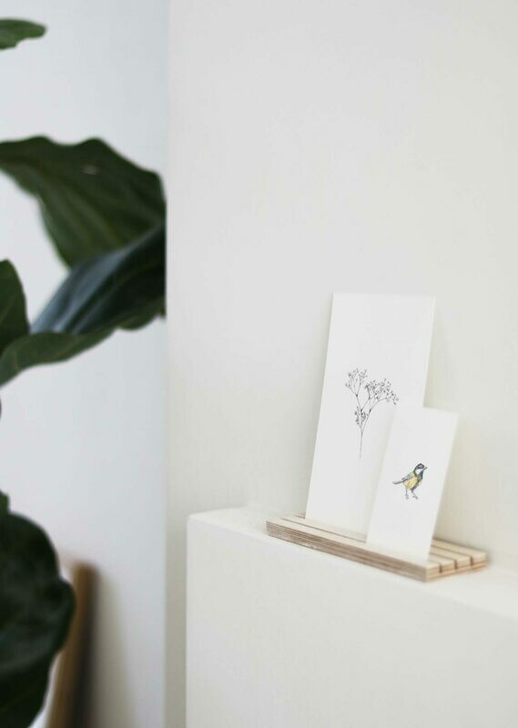inkylines | Wooden Card Holder Birch 3 rows - 22 cm x 4 cm