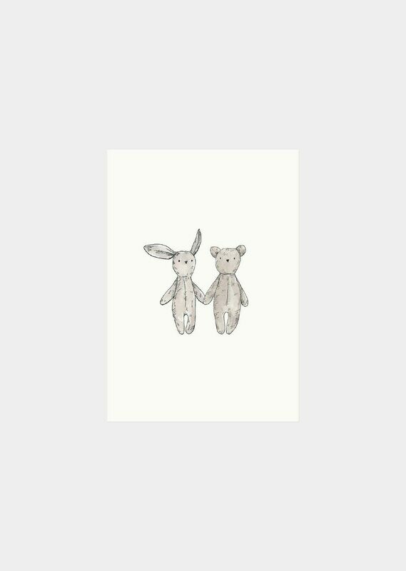 Inkylines | Cuddly Friends mini card with or without wooden frame